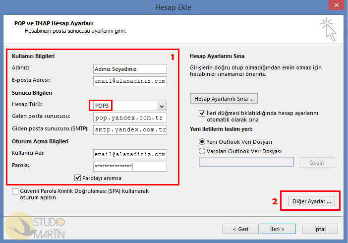 Yandex Outlook Kurulumu | Studio Martin